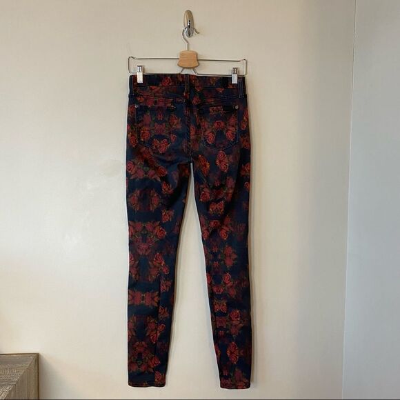 7 For All Mankind Rose Print Mid-Rise Skinny Jeans (Size:26) - Picture 3 of 12